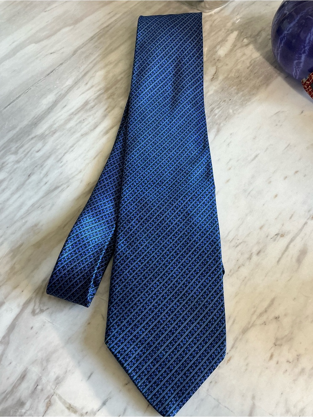 Stefano Ricci Blue and Navy Geometric Silk Tie